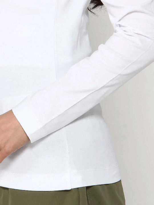 Bluza Damă Bumbac Mânecă Lungă Albă