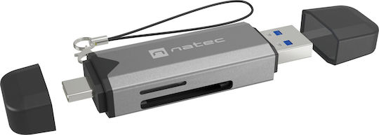 Natec Кард Рийдър USB 3.1 Type-C За SD Сива