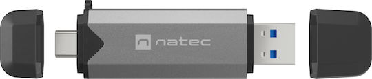 Natec Кард Рийдър USB 3.1 Type-C За SD Сива