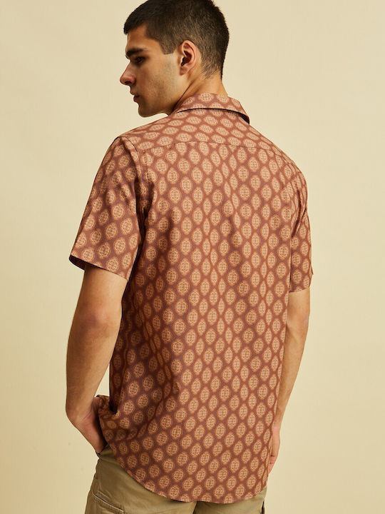 Short-sleeved Cotton Shirt Brown