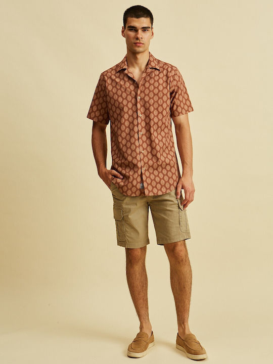 Short-sleeved Cotton Shirt Brown