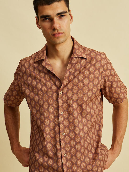 Short-sleeved Cotton Shirt Brown