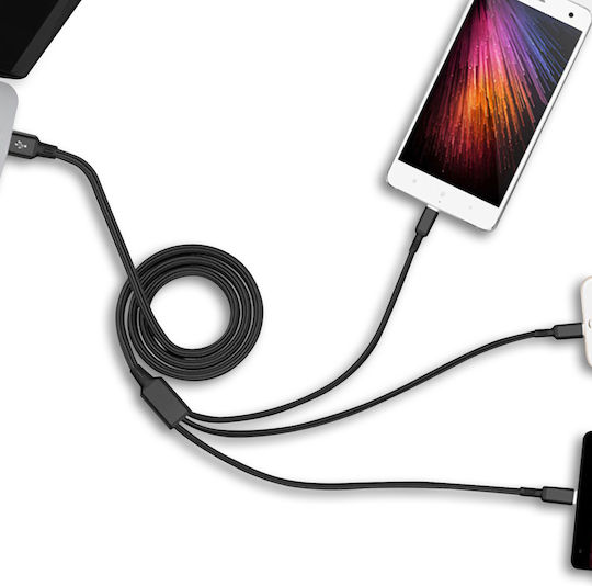 Akashi 5-в-1 Usb Usb-c Към Usb-c Micro Usb Lightning Зареждащ Кабел Черен