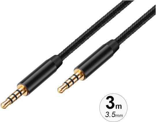 Avizar 3,5mm Klinkenkabel Goldbeschichtet Geflochtenes Nylon Anschlüsse 3m Schwarz