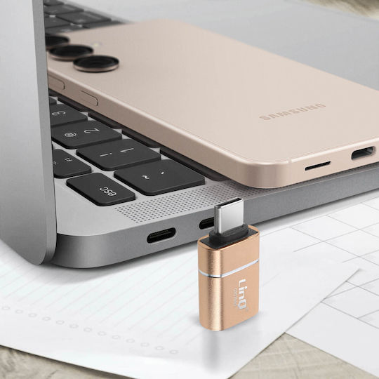 Linq Kompakt Bequemer Otg USB-zu-USB-C Konverter Gold