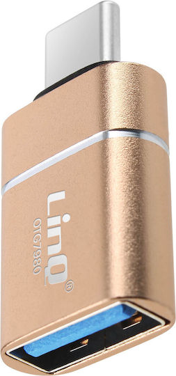 Linq Kompakt Bequemer Otg USB-zu-USB-C Konverter Gold