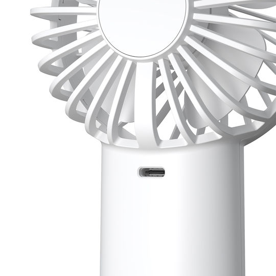 Akashi Portable Fan 2 In 1 Battery 4000mah Charge Usb-c Torch White