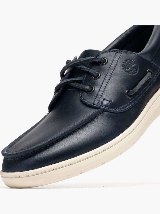 Men's Leather Boat Shoes Blue