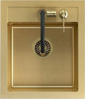 Steiner Drop-In Spüle aus Verbundgranulat mit Wasserhahn B43xT50cm Gold