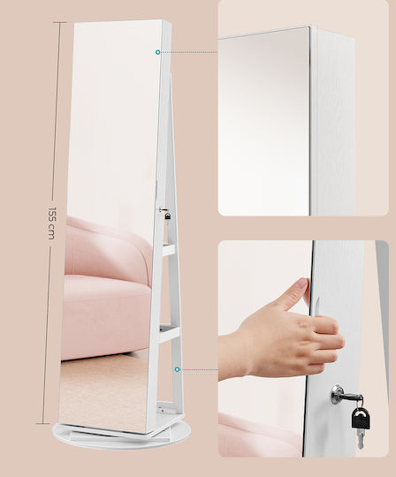 Songmics Καθρέπτης με Λευκό Ξύλινο Πλαίσιο 162.5x37cm