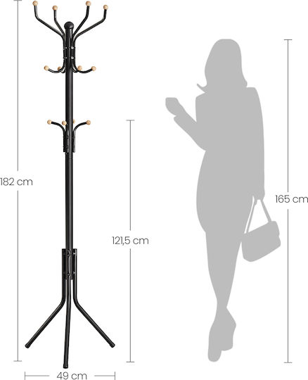 Songmics Cuiere de podea Metal Negru 49x49x182cm