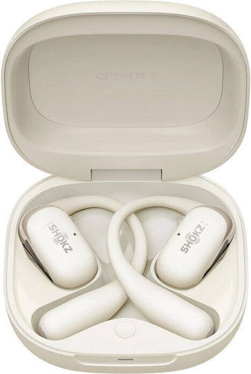 Shokz OpenFit 2 Offenes Ohr Bluetooth-Freisprecheinrichtung Kopfhörer mit Schweißresistenz und Ladeetui Beige