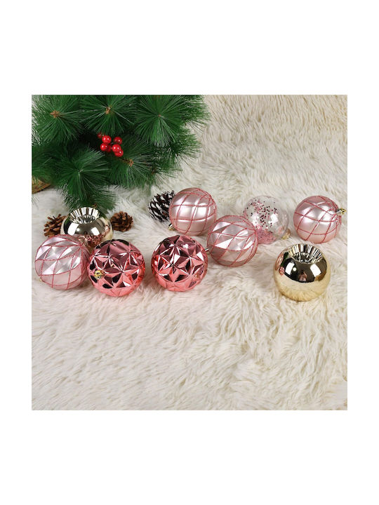 Ornament suspendat Glob Plastic Auriu 8buc Set 9buc