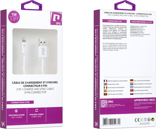 Eko Blitzkabel Zu Usb-a 2.4a Lade Synchronisationskabel 1m Weiß