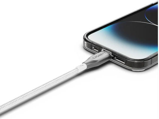 Cygnett Cablu Lightning La USB-A 2,4A 12W Serie Armoured Charge și Sincronizare 1m Alb