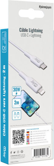 Jaym USB-C Blitzkabel Mfi Pd 3.0 3a 2m Lade- und Datenübertragungskabel Weiß