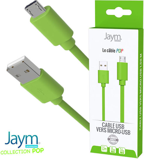 Jaym Kabel Micro-USB Zu USB-A 2,4A Lade Synchronisation Pop Collection 1,5m Grünes