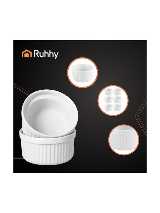 Ruhhy Round Heat-Resistant Cookware for Souffle Ceramic 9cm 6 Pieces