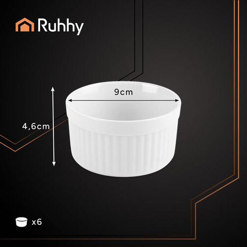 Ruhhy Rund Hitzebeständiges Kochgeschirr für Soufflé Keramik 9cm 6 Stücke