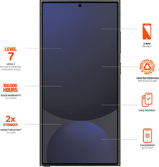 Eiger 2.5D Premium Tempered Glass for Galaxy S25 Ultra Privacy Transparent Black