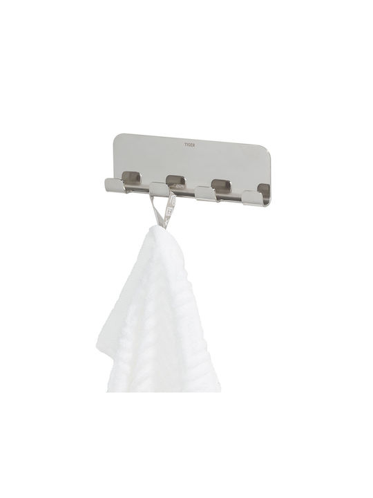 TIGER Wall-Mounted Bathroom Hook with 4 Positions ​15.5x2cm Inox Gray
