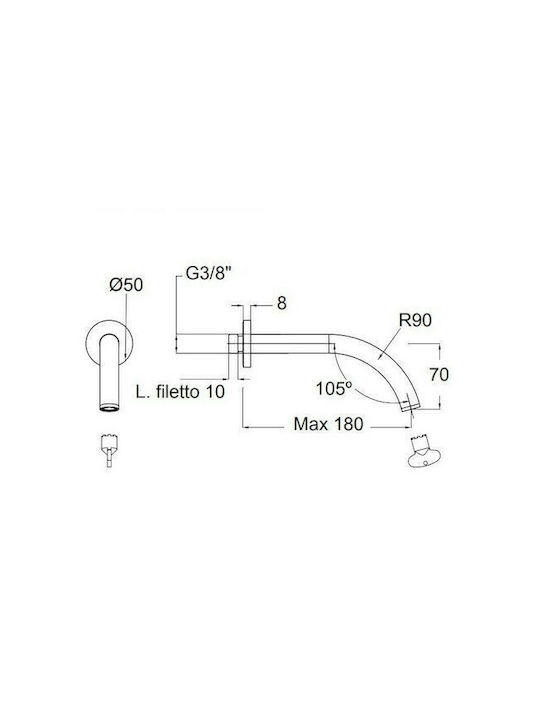 Eurorama Built-in Mixer & Spout Set for Shower Inox Gold Brushed
