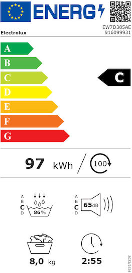 Electrolux EW7D385AE Uscător de rufe 8kg cu pompă de căldură