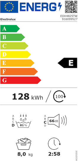 Electrolux EDH4825TW Tumble Dryer 8kg with Heat Pump