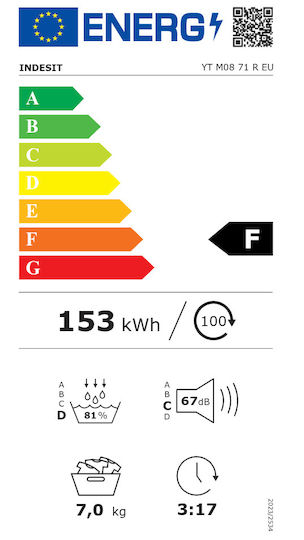 Indesit YT M08 71 R Στεγνωτήριο 7kg με Αντλία Θερμότητας