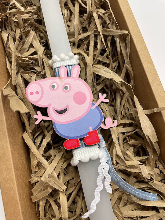 Πασχαλινή Λαμπάδα Peppa Pig Στρογγυλή Χειροποίητη Μπλε