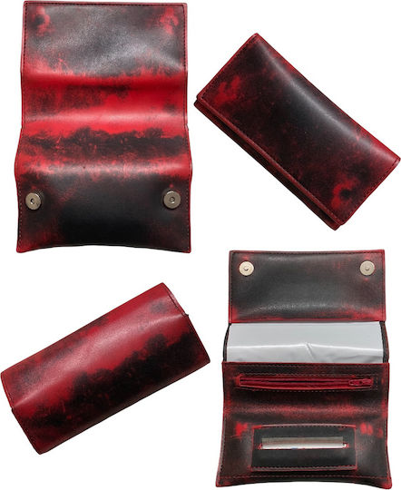 Dino Rossi Handmade Tobacco Pouch Set Black and Red Design By Bk Made In Greece