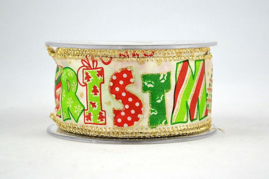 Weihnachtliche Farbband Stoff Merry Bunt 900x6.7cm 1Stück