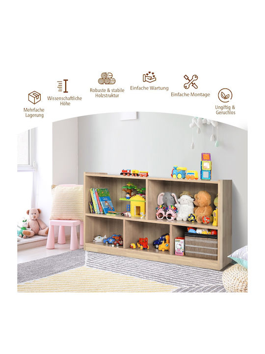 Kids Wooden Bookcase Beige 111x30x61.5cm
