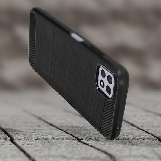 Samsung Galaxy A22 5G Reinforced Soft Carbon Brushed Effect Black Mobile Phone Case