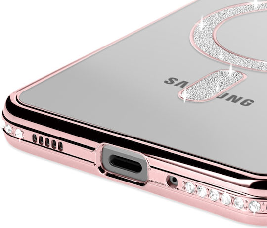 Avizar Diamond Case Samsung Galaxy A16 Magsafe Contour Strass Rose Gold