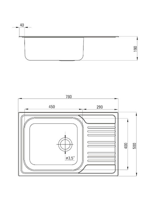 Deante Drop-In Sink Inox with Faucet W78xD50cm Silver