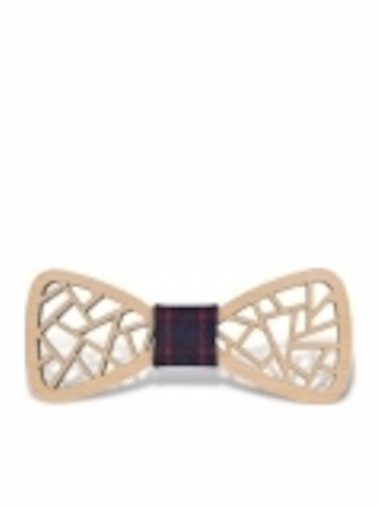Ξύλινο Παπιγιόν Light Brown Tartan Btw111 Ξύλινο Παπιγιόν Light Brown Tartan Btw111