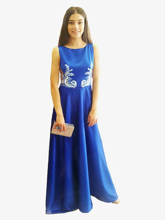 Giorgio Ajutanti Dress with Mesh Lace K19-9026 Blue