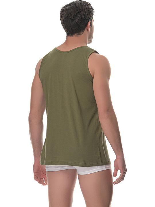 Tricouri de Corp Pentru Bărbați Fără Mâneci Croială Largă Lido Underwear Khaki 100% Bumbac