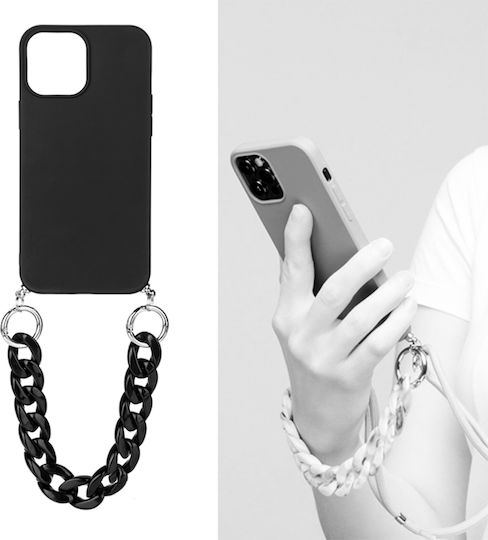 Eko Case iPhone 13 Pro Lanț Rasina Șnur Nailon Negru