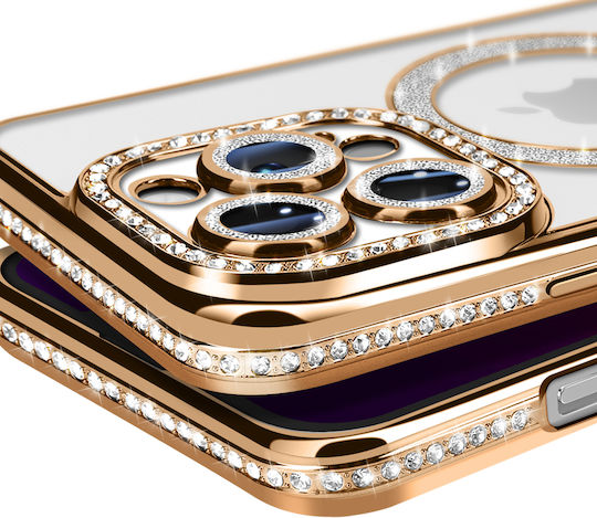 Avizar Diamond Case for iPhone 13 Pro Magsafe Contour with Strass Gold