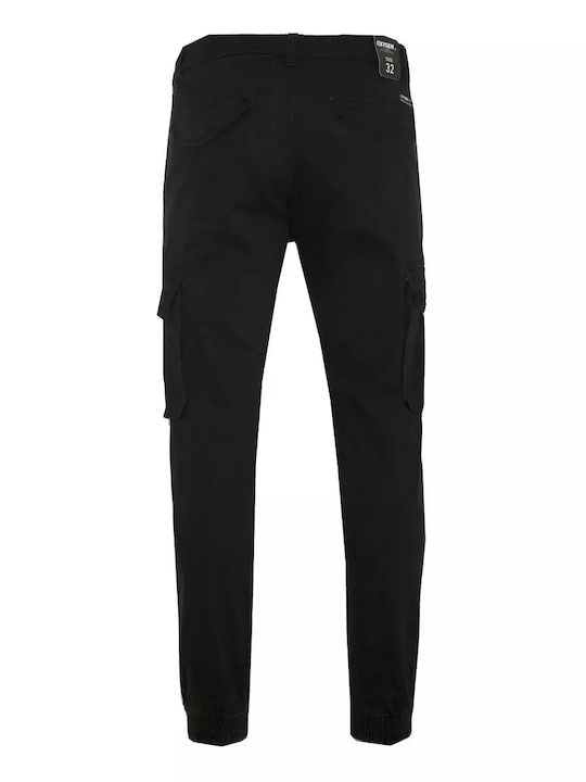Oxygen Ανδρικό Μαύρο Cargo Παντελόνι Λάστιχο 41117-black