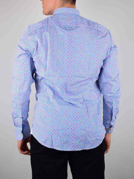 Colours & Sons Striped Shirt Small Pineapple Pattern Regular Fit 9121-300.306-neon Pineapples