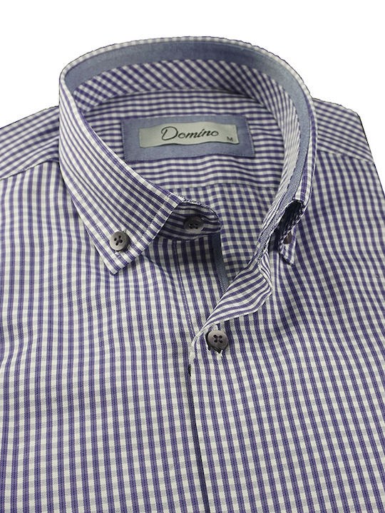 Domino Men's Long Sleeve Shirt Lilac Regular Fit 28.752 65% Polyester 35% Cotton