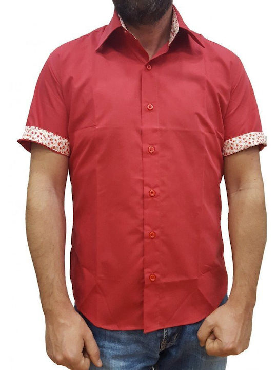Luciano Faketti Shirt Red Short Sleeve Narrow Fit Slim Fit