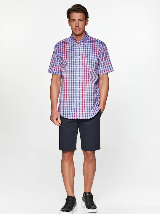 Redgreen Short Sleeve Checked Blue Shirt