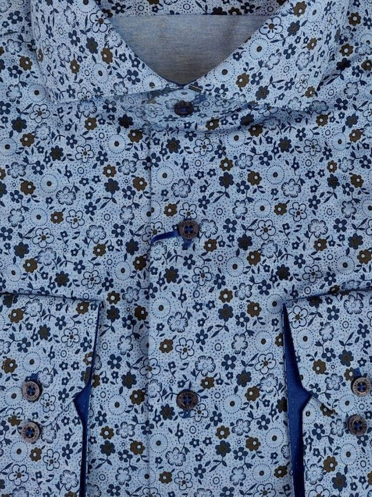 Langärmeliges Blumenmuster Herrenhemd Blau Bizzaro Slim Bz2128272/sl 2