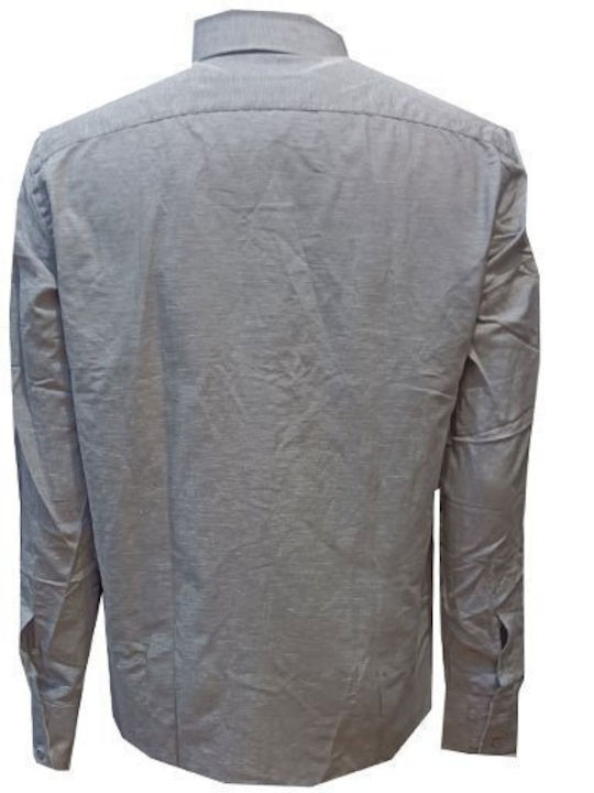 Luciano Faketti Shirt Cotton-linen Slim Fit Luciano Faketti Gray
