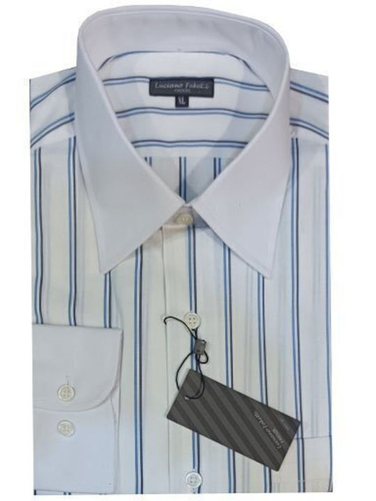 Luciano Faketti Shirt Luciano Faketti White Collar Blue Stripe