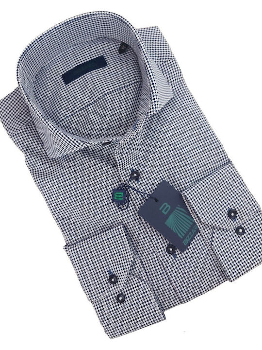 Herrenhemden Langärmeliges Mikroschmuck Blau Weiß Bizzaro Normale Passform Bz2228715/cl 3